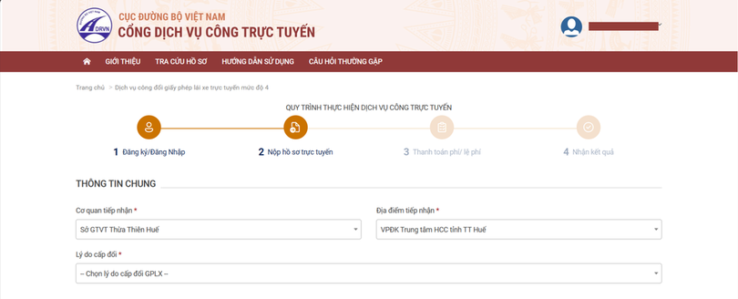 Chọn thông tin cổng thông tin trực tuyến